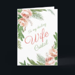 Romantic Winter Rosa ros julfru Helgkort<br><div class="desc">Romantiskt Helgdag-kort för julgudstjänst på Winter Rosa ros.  Heartkände romantisk hälsning inuti.  Personlig med din frus namn på framsidan.</div>