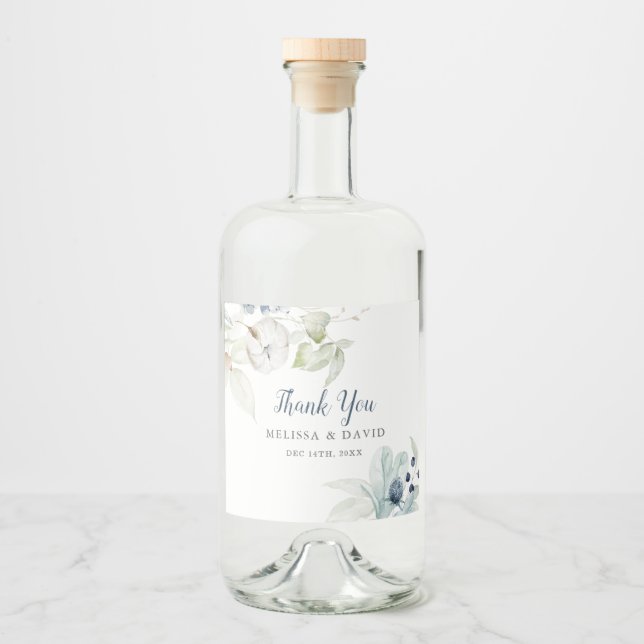 Romantic Winter Theme Bröllop Tack Stickers Spritflaskor Etikett (Framsida)