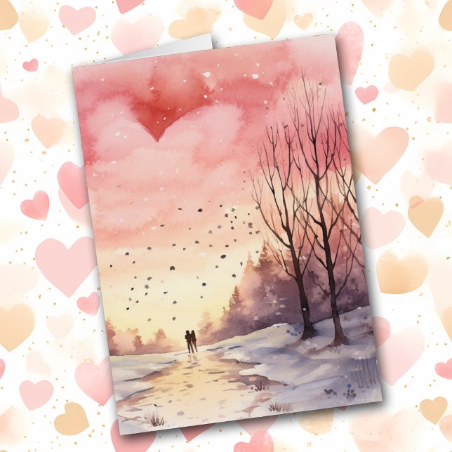 Romantic Winter Walk Swehoney Valentine Card Hälsningskort (Skapare uppladdad)