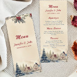 Romantic Winter Wedding Meny<br><div class="desc">Få redot att smaka vintern! Vårt menykort i bröllop visar upp en snöscen med heliga bär, en snö-klädd gräs träd och en charmerande vinterby. Det är perfektens guide till kulinariskt ljus som väntar. Få dina menykort i bröllop nu och låt vinterbybesökarna vägleda din gästs palat på en utsökt resa! Du...</div>