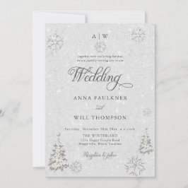 Romantic Winter Wonderland Snowflake Vapensköld Br Inbjudningar