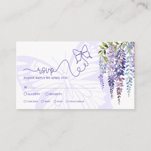 Romantic Wisteria Fairytale Bröllop Mini OSA kort (Framsida)