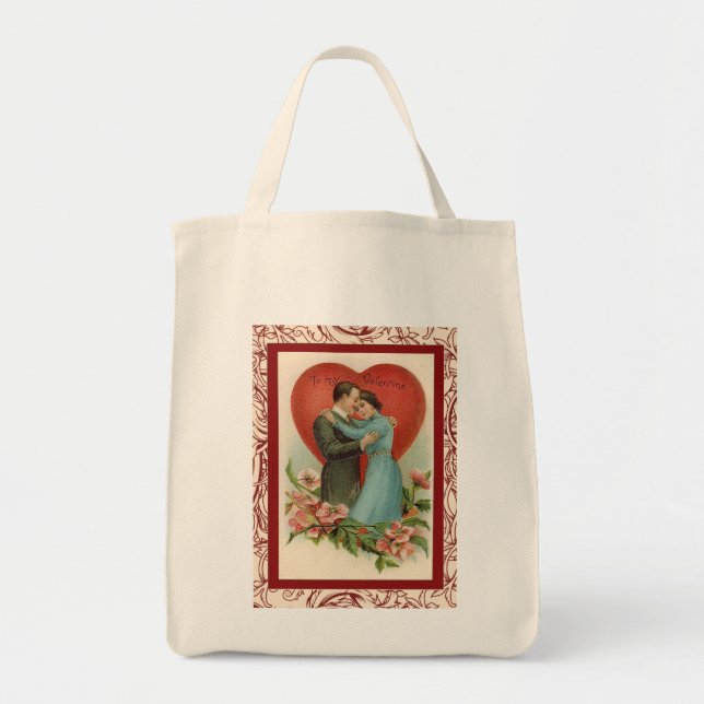 Romantic Woman and Man in Valentine heart Tygkasse (Framsidan)