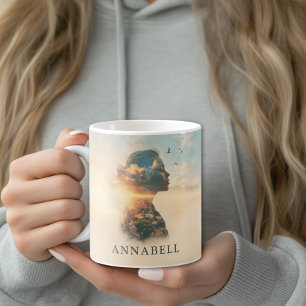 Romantic Woman Nature Silhouette Anpassningsbar Kaffemugg