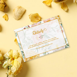 Romantic Yellow Floral Bridal Shower Details Tilläggskort
