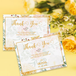 Romantic Yellow Floral Bridal Shower Thank You Vykort