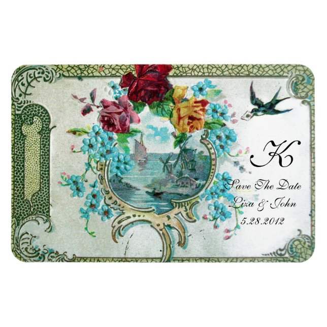 ROMANTİCA 3 MONOGRAM ,Spara datum,Vit Magnet (Horisontell)