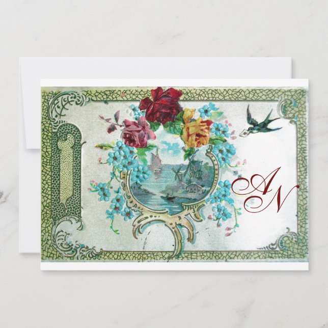 ROMANTİCA 3 MONOGRAM vit, champagne metallisk Meddelande (Framsida)