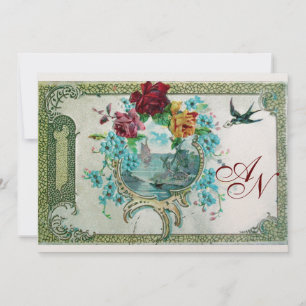 ROMANTİCA 3 MONOGRAM vit, champagne metallisk Meddelande