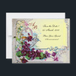 ROMANTICA 4 MONOGRAM 2 becomes Inbjudningar<br><div class="desc">Elegant, klassisk, livfull och klassisk blommig design. Lila penséer, blommor, fåglar och en väderkvarn i ett vitt snöigt vinterlandskap . Digital grafisk bearbetning i vintage-stil av Bulgan Lumini (c) . Lätt att anpassa med dina initialer och egen text som bröllopsfest, / bröllopsinbjudan / platskort / save-the-date-kort / presenter / tackkort...</div>