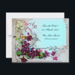 ROMANTICA 4 MONOGRAM 2 ,blå Inbjudningar<br><div class="desc">Elegant-, klass-, vibrations- och klassisk blommigt. Lila pansier, blommor, fåglar och en kvarn i ett vitt snölandskap .Digital grafisk framställning i vintage stil av Bulgan Lumini (c).Enkel att anpassa med din initialer och egen text som bröllopsfest, /ceremoniekort/platskort/spara-the-date-kort /favors / tacka dina kort / möhippor / babyduschar / födelsedagar / Sweet...</div>