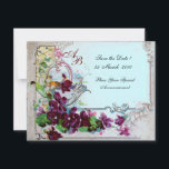 ROMANTICA 4 MONOGRAM 2 ,blå Inbjudningar<br><div class="desc">Elegant-, klass-, vibrations- och klassisk blommigt. Lila pansier, blommor, fåglar och en kvarn i ett vitt snölandskap .Digital grafisk framställning i vintage stil av Bulgan Lumini (c).Enkel att anpassa med din initialer och egen text som bröllopsfest, /ceremoniekort/platskort/spara-the-date-kort /favors / tacka dina kort / möhippor / babyduschar / födelsedagar / Sweet...</div>