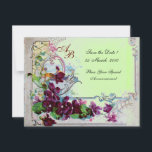 ROMANTICA 4 MONOGRAM 2 ,Grön Inbjudningar<br><div class="desc">Elegant, klassisk, livfull och klassisk blomdesign. Lila penséer, blommor, fåglar och en väderkvarn i ett vitt snöigt vinterlandskap. Digital grafisk bearbetning i vintage-stil av Bulgan Lumini (c). Lätt att anpassa med dina initialer och egen text som bröllopsfest, / bröllopsinbjudan / platskort / save-the-date-kort / presenter / tackkort / brud shower...</div>