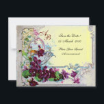 ROMANTICA 4 MONOGRAM 2 INBJUDNINGAR<br><div class="desc">Elegant-, klass-, vibrations- och klassisk blommigt. Lila pansier, blommor, fåglar och en kvarn i ett vitt snölandskap .Digital grafisk framställning i vintage stil av Bulgan Lumini (c).Enkel att anpassa med din initialer och egen text som bröllopsfest, /ceremoniekort/platskort/spara-the-date-kort /favors / tacka dina kort / möhippor / babyduschar / födelsedagar / Sweet...</div>