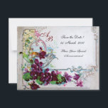 ROMANTICA 4 MONOGRAM 2 INBJUDNINGAR<br><div class="desc">Elegant-, klass-, vibrations- och klassisk blommigt. Lila pansier, blommor, fåglar och en kvarn i ett vitt snölandskap .Digital grafisk framställning i vintage stil av Bulgan Lumini (c).Enkel att anpassa med din initialer och egen text som bröllopsfest, /ceremoniekort/platskort/spara-the-date-kort /favors / tacka dina kort / möhippor / babyduschar / födelsedagar / Sweet...</div>