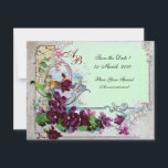 ROMANTICA 4 MONOGRAM 2 INBJUDNINGAR<br><div class="desc">Elegant-, klass-, vibrations- och klassisk blommigt. Lila pansier, blommor, fåglar och en kvarn i ett vitt snölandskap .Digital grafisk framställning i vintage stil av Bulgan Lumini (c).Enkel att anpassa med din initialer och egen text som bröllopsfest, /ceremoniekort/platskort/spara-the-date-kort /favors / tacka dina kort / möhippor / babyduschar / födelsedagar / Sweet...</div>
