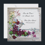 ROMANTICA  4 MONOGRAM 2, ismetalliskt papper Inbjudningar<br><div class="desc">Elegant, klassisk, livfull och klassisk blomsterdesign. Lila penséer, blommor, fåglar och en väderkvarn i ett vitt snöigt vinterlandskap. Digital grafisk utarbetning i vintage-stil av Bulgan Lumini (c). Lätt att anpassa med dina initialer och egen text som bröllopsfest, /ceremoni inbjudningskort / platskort / spara-datum kort / presenter / tack-kort / bröllopsdusch...</div>