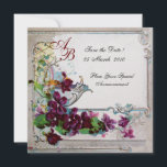ROMANTICA 4 MONOGRAM 2, metalliskt guldpapper Inbjudningar<br><div class="desc">Elegant, klassisk, livfull och klassisk blommig design. Lila penséer, blommor, fåglar och en väderkvarn i ett vitt snöigt vinterlandskap. Digital grafisk bearbetning i vintage-stil av Bulgan Lumini (c). Lätt att anpassa med dina initialer och egen text som bröllopsfest, / bröllopsinbjudan / platskort / save-the-date-kort / presenter / tackkort / brud...</div>