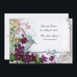 ROMANTICA  4 MONOGRAM becomes Inbjudningar<br><div class="desc">Elegant, klassisk, livfull och klassisk blommig design. Lila penséer, blommor, fåglar och en väderkvarn i ett vitt snöigt vinterlandskap . Digital grafisk utformning i vintage-stil av Bulgan Lumini (c) . Lätt att anpassa med dina initialer och egen text som bröllopsfest, / bröllopsinbjudan / platskort / save-the-date-kort / presenter / tackkort...</div>