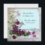 ROMANTICA 4 MONOGRAM, blå Inbjudningar<br><div class="desc">Elegant-, klass-, vibrations- och klassisk blommigt. Lila pansier, blommor, fåglar och en kvarn i ett vitt vinterlandskap .Digital grafisk framställning i vintage stil av Bulgan Lumini (c) . Enkel att anpassa med din initialer och egen text som bröllopsfest, /ceremonialkort / platskort / spara-datumkort /favors / tackkort / möhippor / babyduschar...</div>