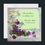 ROMANTICA 4 MONOGRAM, Grönt Inbjudningar<br><div class="desc">Elegant-, klass-, vibrations- och klassisk blommigt. Lila pansier, blommor, fåglar och en kvarn i ett vitt vinterlandskap .Digital grafisk framställning i vintage stil av Bulgan Lumini (c) . Enkel att anpassa med din initialer och egen text som bröllopsfest, /ceremonialkort / platskort / spara-datumkort /favors / tackkort / möhippor / babyduschar...</div>