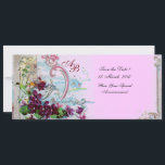 ROMANTICA 4 MONOGRAM, Rosa Inbjudningar<br><div class="desc">Elegant-, klass-, vibrations- och klassisk blommigt. Lila pansier, blommor, fåglar och en kvarn i ett vitt snölandskap .Digital grafisk framställning i vintage stil av Bulgan Lumini (c).Enkel att anpassa med din initialer och egen text som bröllopsfest, /ceremoniekort/platskort/spara-the-date-kort /favors / tacka dina kort / möhippor / babyduschar / födelsedagar / Sweet...</div>