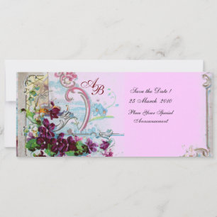 ROMANTICA 4 MONOGRAM ,Rosa Inbjudningar