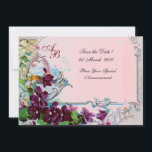 ROMANTICA 4 MONOGRAM, Rosa Inbjudningar<br><div class="desc">Elegant-, klass-, vibrations- och klassisk blommigt. Lila pansier, blommor, fåglar och en kvarn i ett vitt snölandskap .Digital grafisk framställning i vintage stil av Bulgan Lumini (c).Enkel att anpassa med din initialer och egen text som bröllopsfest, /ceremoniekort/platskort/spara-the-date-kort /favors / tacka dina kort / möhippor / babyduschar / födelsedagar / Sweet...</div>