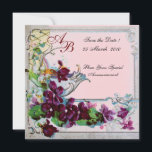 ROMANTICA 4 MONOGRAM, Rosa Inbjudningar<br><div class="desc">Elegant-, klass-, vibrations- och klassisk blommigt. Lila pansier, blommor, fåglar och en kvarn i ett vitt vinterlandskap .Digital grafisk framställning i vintage stil av Bulgan Lumini (c) . Enkel att anpassa med din initialer och egen text som bröllopsfest, /ceremonialkort / platskort / spara-datumkort /favors / tackkort / möhippor / babyduschar...</div>
