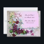ROMANTICA 4 MONOGRAM, Rosa Inbjudningar<br><div class="desc">Elegant-, klass-, vibrations- och klassisk blommigt. Lila pansier, blommor, fåglar och en kvarn i ett vitt vinterlandskap .Digital grafisk framställning i vintage stil av Bulgan Lumini (c) . Enkel att anpassa med din initialer och egen text som bröllopsfest, /ceremonialkort / platskort / spara-datumkort /favors / tackkort / möhippor / babyduschar...</div>