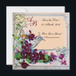ROMANTICA 4 MONOGRAM, Rosa Inbjudningar<br><div class="desc">Elegant-, klass-, vibrations- och klassisk blommigt. Lila pansier, blommor, fåglar och en kvarn i ett vitt vinterlandskap .Digital grafisk framställning i vintage stil av Bulgan Lumini (c) . Enkel att anpassa med din initialer och egen text som bröllopsfest, /ceremonialkort / platskort / spara-datumkort /favors / tackkort / möhippor / babyduschar...</div>
