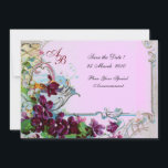 ROMANTICA 4 MONOGRAM, Rosa Inbjudningar<br><div class="desc">Elegant-, klass-, vibrations- och klassisk blommigt. Lila pansier, blommor, fåglar och en kvarn i ett vitt snölandskap .Digital grafisk framställning i vintage stil av Bulgan Lumini (c).Enkel att anpassa med din initialer och egen text som bröllopsfest, /ceremoniekort/platskort/spara-the-date-kort /favors / tacka dina kort / möhippor / babyduschar / födelsedagar / Sweet...</div>