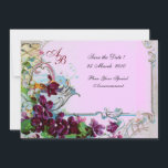 ROMANTICA 4 MONOGRAM, Rosa Inbjudningar<br><div class="desc">Elegant-, klass-, vibrations- och klassisk blommigt. Lila pansier, blommor, fåglar och en kvarn i ett vitt snölandskap .Digital grafisk framställning i vintage stil av Bulgan Lumini (c).Enkel att anpassa med din initialer och egen text som bröllopsfest, /ceremoniekort/platskort/spara-the-date-kort /favors / tacka dina kort / möhippor / babyduschar / födelsedagar / Sweet...</div>