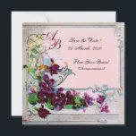 ROMANTICA 4 MONOGRAM, Rosa Inbjudningar<br><div class="desc">Elegant-, klass-, vibrations- och klassisk blommigt. Lila pansier, blommor, fåglar och en kvarn i ett vitt vinterlandskap .Digital grafisk framställning i vintage stil av Bulgan Lumini (c) . Enkel att anpassa med din initialer och egen text som bröllopsfest, /ceremonialkort / platskort / spara-datumkort /favors / tackkort / möhippor / babyduschar...</div>