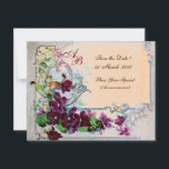 ROMANTICA 4 MONOGRAM, Rosa Inbjudningar<br><div class="desc">Elegant-, klass-, vibrations- och klassisk blommigt. Lila pansier, blommor, fåglar och en kvarn i ett vitt vinterlandskap .Digital grafisk framställning i vintage stil av Bulgan Lumini (c) . Enkel att anpassa med din initialer och egen text som bröllopsfest, /ceremonialkort / platskort / spara-datumkort /favors / tackkort / möhippor / babyduschar...</div>