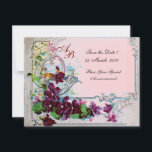 ROMANTICA 4 MONOGRAM, Rosa Inbjudningar<br><div class="desc">Elegant-, klass-, vibrations- och klassisk blommigt. Lila pansier, blommor, fåglar och en kvarn i ett vitt vinterlandskap .Digital grafisk framställning i vintage stil av Bulgan Lumini (c) . Enkel att anpassa med din initialer och egen text som bröllopsfest, /ceremonialkort / platskort / spara-datumkort /favors / tackkort / möhippor / babyduschar...</div>