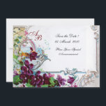 ROMANTICA  4 MONOGRAMM INBJUDNINGAR<br><div class="desc">Elegant, klassisk, livfull och klassisk blomsterdesign. Lila penséer, blommor, fåglar och en väderkvarn i ett vitt snöigt vinterlandskap. Digital grafisk utarbetning i vintage-stil av Bulgan Lumini (c). Lätt att anpassa med dina initialer och egen text som bröllopsfest, /ceremoni inbjudningskort / platskort / spara-datum kort / presenter / tack-kort / bröllopsdusch...</div>