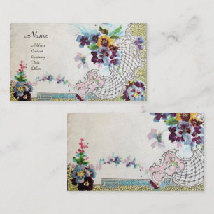 ROMANTICA Antique Flowers Pansies Blommigt Swırls Visitkort