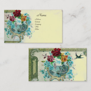 ROMANTICA Antique Flowers Ro, Blommigt Kraft Pappe Visitkort