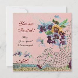 ROMANTICA Blommig Lila Blå Rosa Brudpenséer Inbjudningar