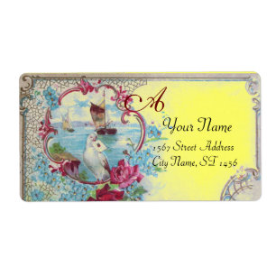 ROMANTICA, BLOMMIGT BEACH WEDDING MONOGRAM Gult Fraktsedel