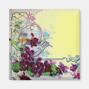 ROMANTICA Blommönster Lila penséer Gula Magnet
