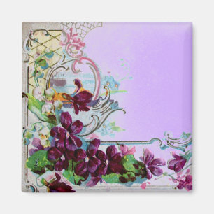 ROMANTICA Blommönster Lila Penséer Violett Magnet