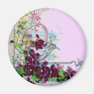 ROMANTICA Blommönster med penséer Lila syren Magnet