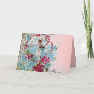 ROMANTICA,BLUE RED ROSA BLOMMIGT RO MED DOVE HELGKORT