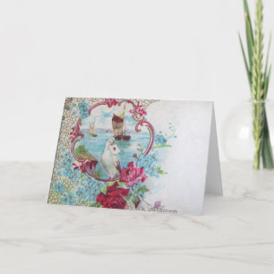 ROMANTICA,BLUE RED ROSA BLOMMIGT RO WHITE DOVE HELGKORT