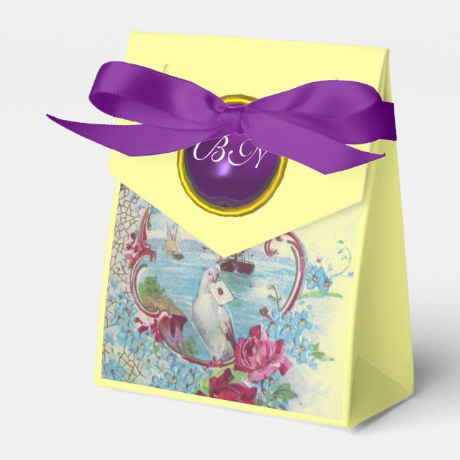 ROMANTICA BRÖLLOP LILA GEM MONOGRAM-Gult Presentaskar (Framsidan Sidan)