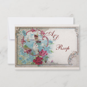 ROMANTICA BRÖLLOP MONOGRAM OSA,rödblå rosa guld OSA Kort