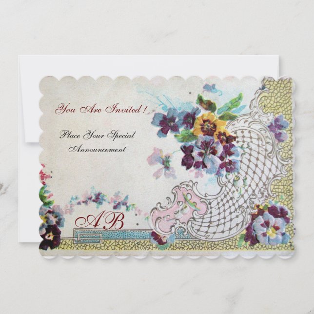 ROMANTICA Bröllopspensé Blå Rosa Vit Inbjudningar (Framsida)