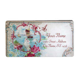 ROMANTICA,DOVE,BLOMMIGT BASTE WEDDING MONOGRAM Whi Fraktsedel